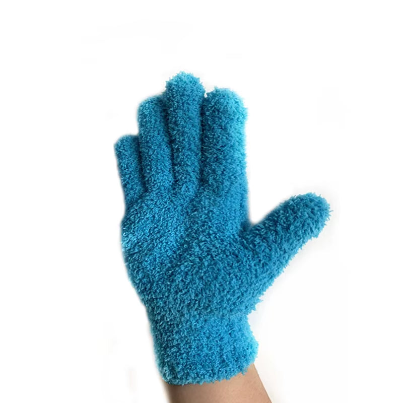 Coral Velvet Half Edge Velvet for Warmth Household Water Absorption and Dust Removal Knitted Gloves Universal for Men and Women