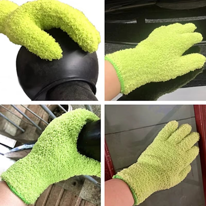 Coral Velvet Half Edge Velvet for Warmth Household Water Absorption and Dust Removal Knitted Gloves Universal for Men and Women