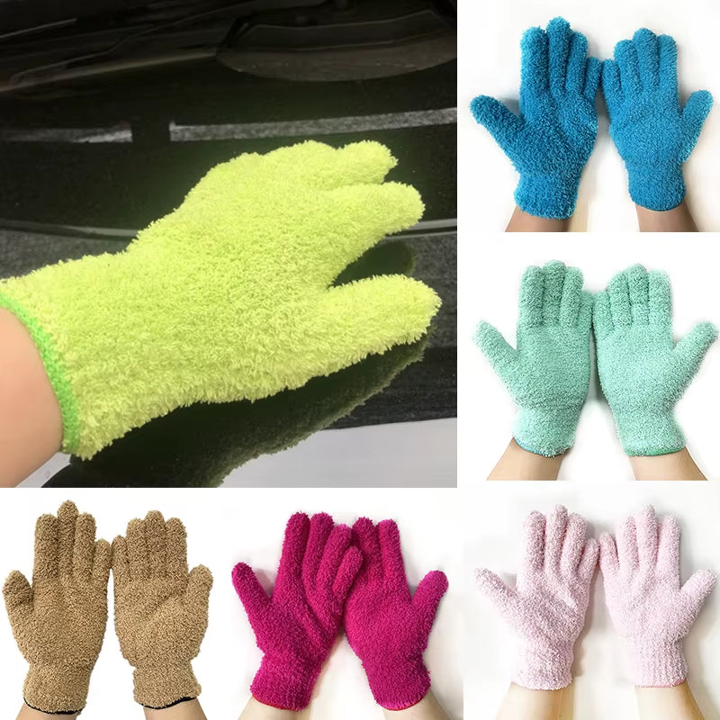 Coral Velvet Half Edge Velvet for Warmth Household Water Absorption and Dust Removal Knitted Gloves Universal for Men and Women
