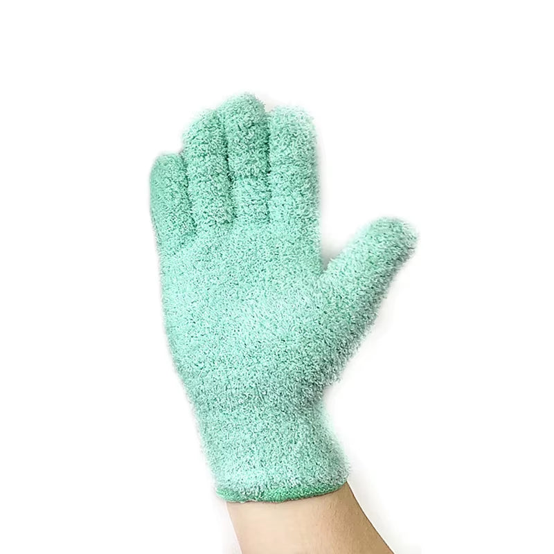 Coral Velvet Half Edge Velvet for Warmth Household Water Absorption and Dust Removal Knitted Gloves Universal for Men and Women