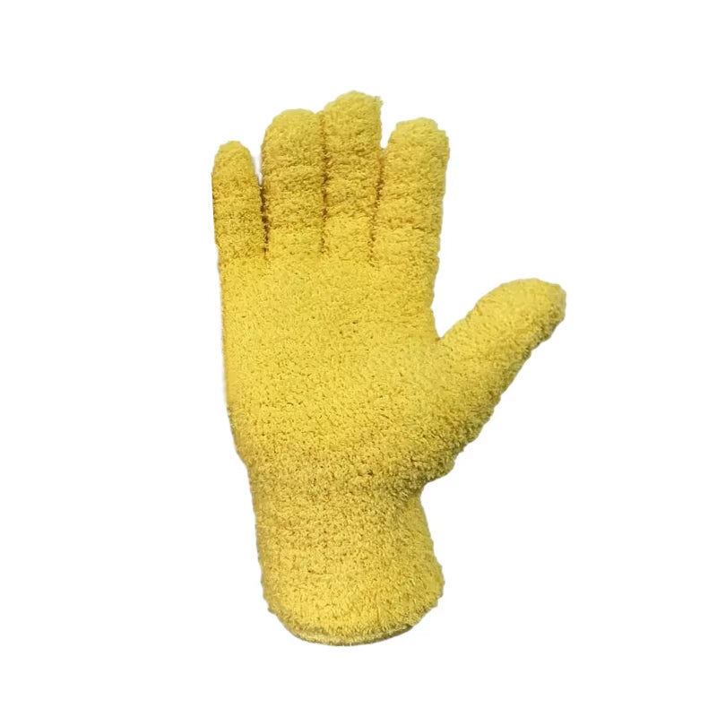 Coral Velvet Half Edge Velvet for Warmth Household Water Absorption and Dust Removal Knitted Gloves Universal for Men and Women