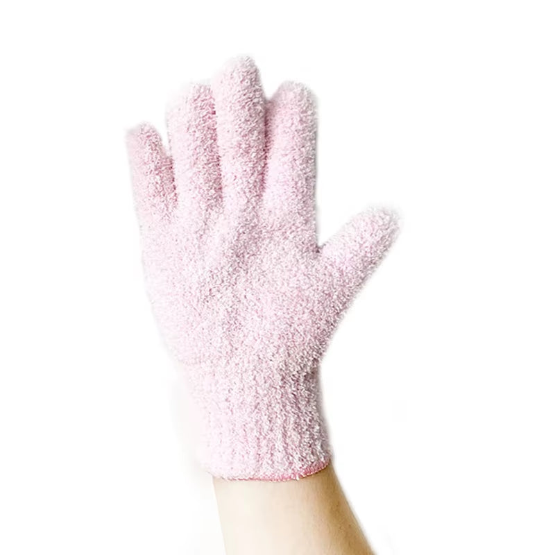 Coral Velvet Half Edge Velvet for Warmth Household Water Absorption and Dust Removal Knitted Gloves Universal for Men and Women